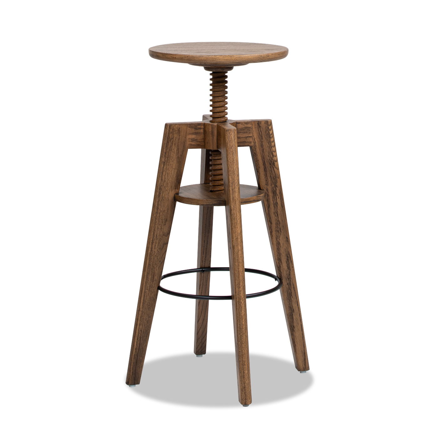 Spencer - Minimalist Oak Adjustable Bar Counter Stool - Walnut Brown Oak