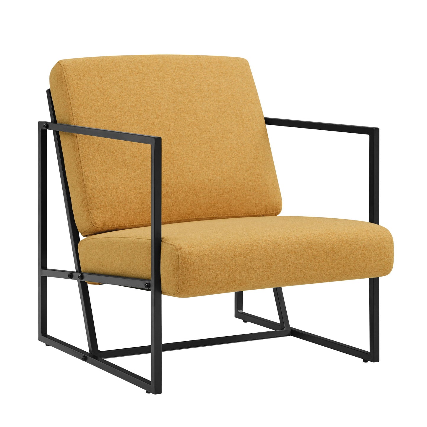 Modern Upholstered Chair With Metal Frame - Mustard