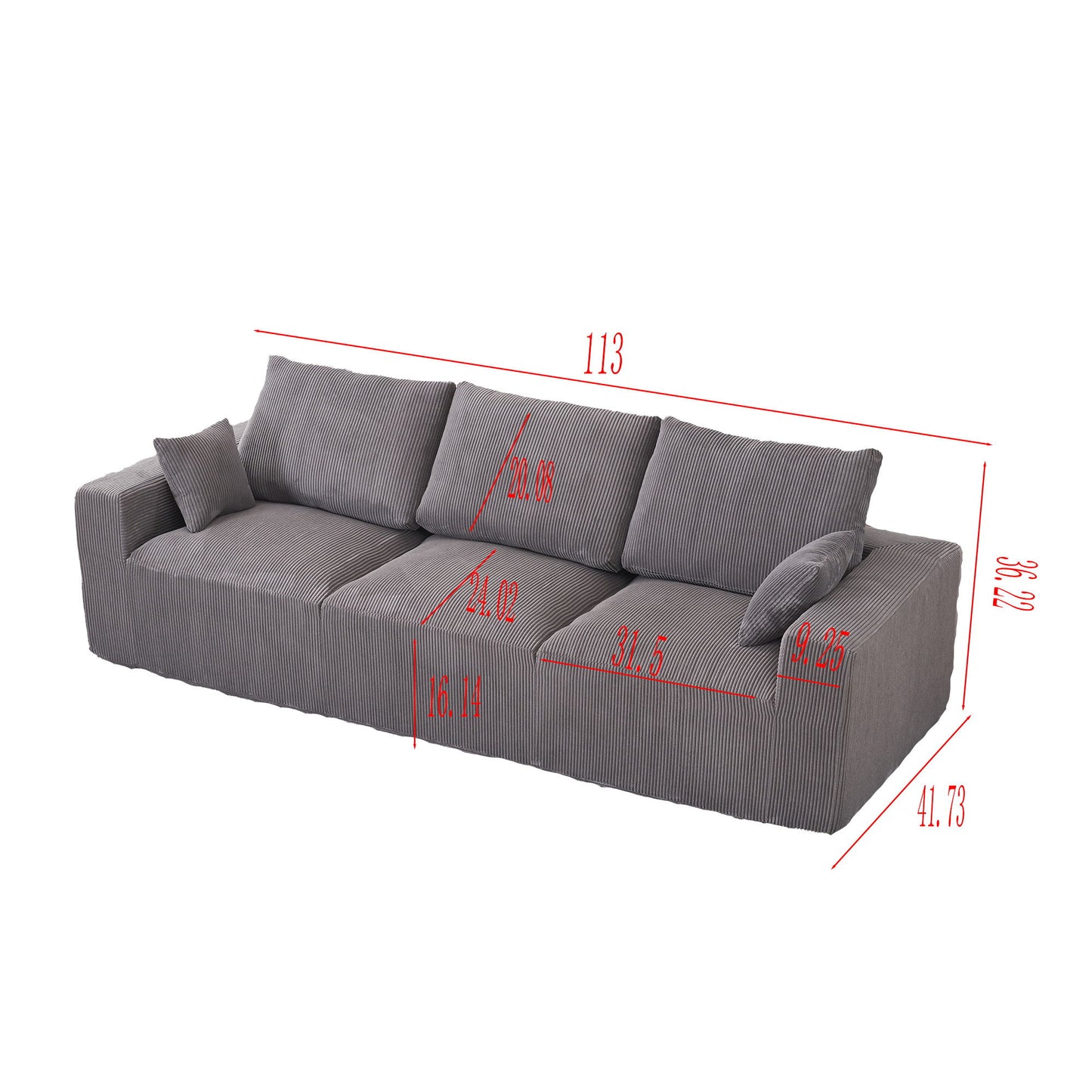 Modular Sectional Sofa With Extra Wide Cushion, USB / Type C Charger, Petal Armrest