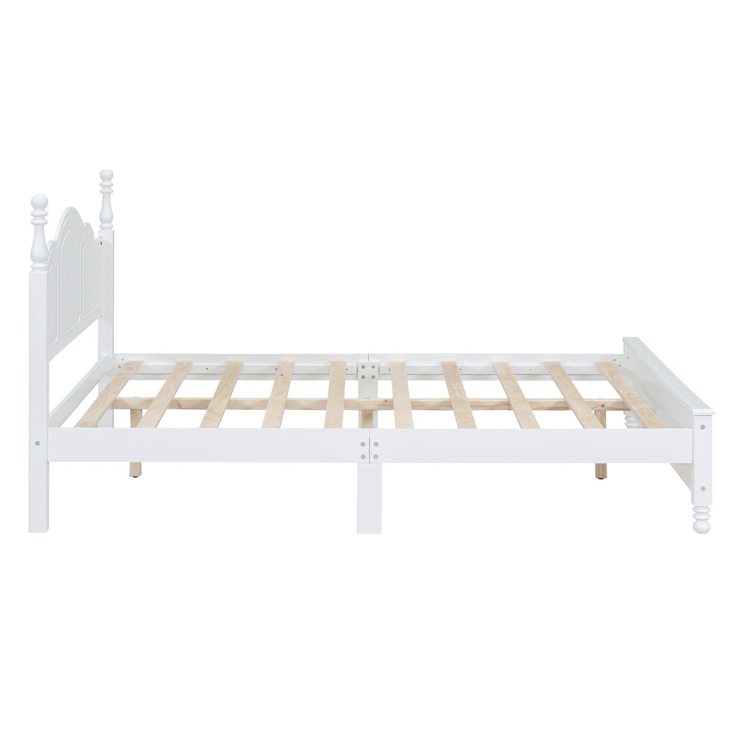 3-Pieces Bedroom Sets,Queen Size Wood Platform Bed  and Two Nightstands-White