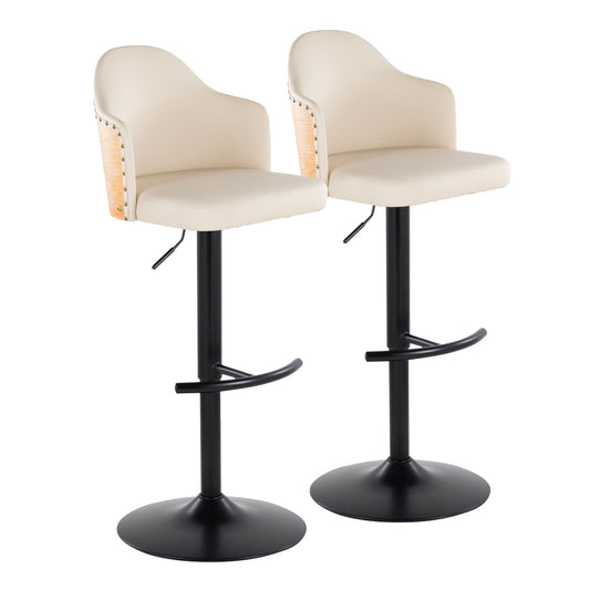 Ahoy - Contemporary Adjustable Barstool, Swivel With Rounded T Footrest (Set of 2)