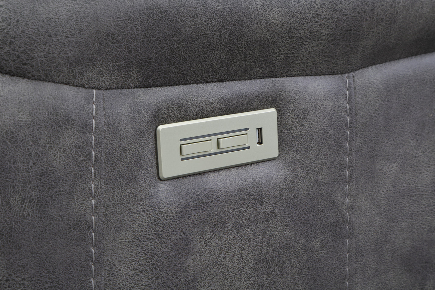 Transitional Power Reclining Sofa - Neutral Faux-Suede, Power Footrest, Power Headrest - Built to Last, USB Charging