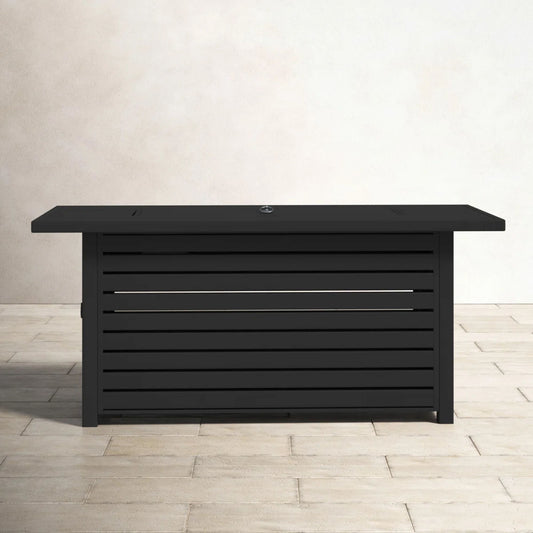 Casselton - Propane / Gas Outdoor Fire Pit Table With Lid - Black
