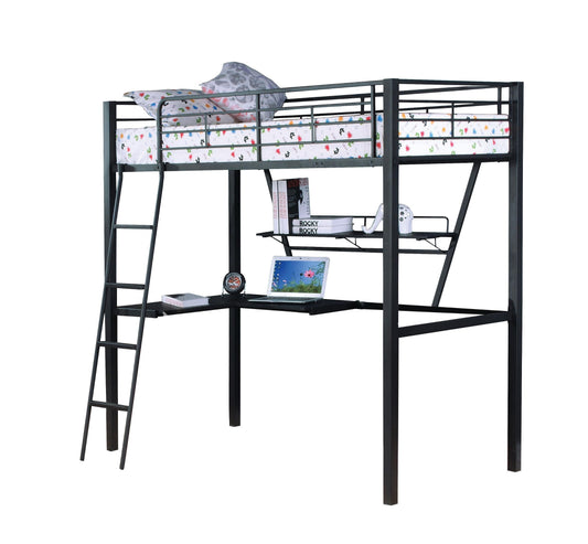 Senon - Twin Loft Bed With Desk - Black / Silver