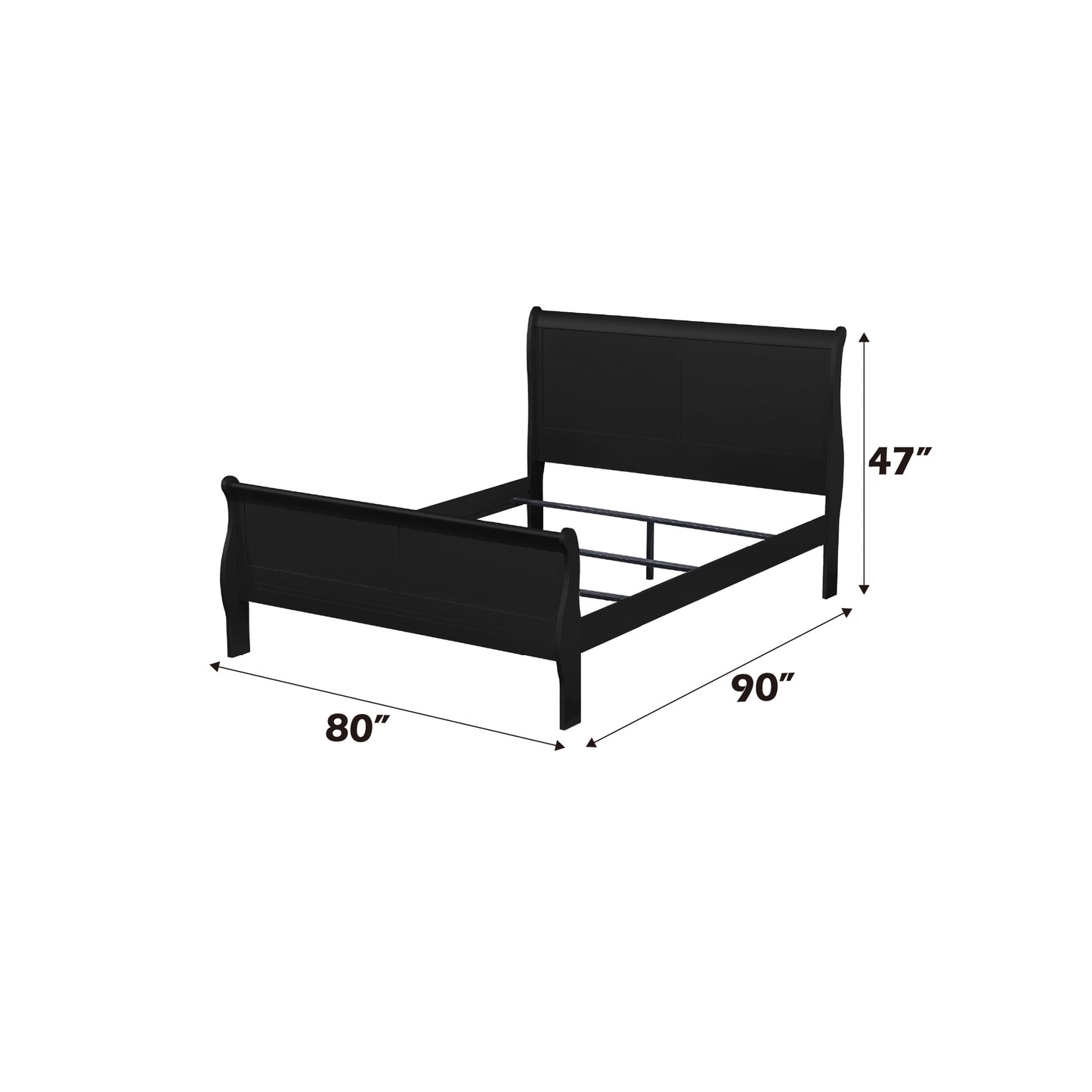 Louis Philippe Black Finish 4PCS Bedroom Set(E. King)