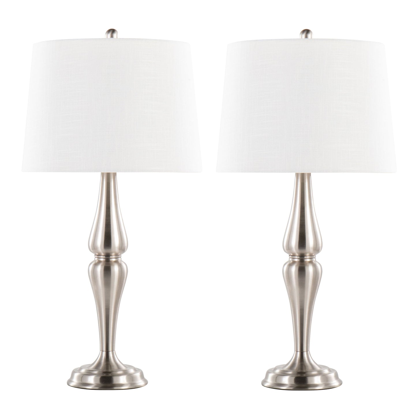 Sawyer - Contemporary Table Lamp (Set of 2) - Nickel / White