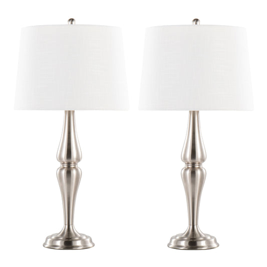 Sawyer - Contemporary Table Lamp (Set of 2) - Nickel / White