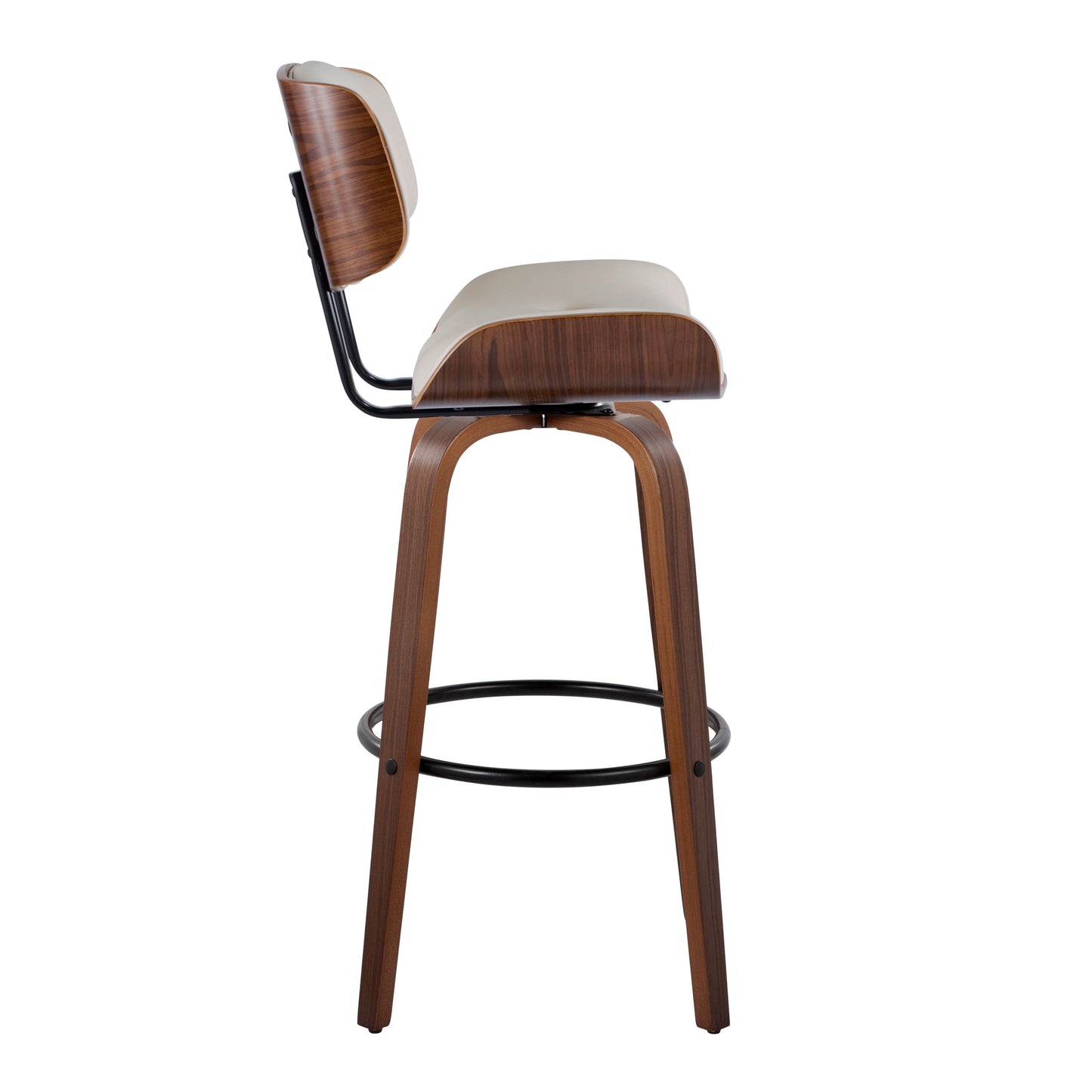 Lombardi - Mid-Century Modern Fixed Height Barstool With Swivel With Round Footrest (Set of 2)