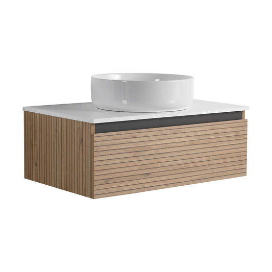 Wall Mounted Bathroom Vanity With Art Sink & 1 Soft Close Drawer