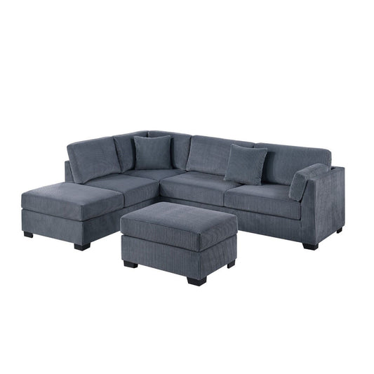 Sectional Sofa Set With Reversible Left / Right Chaise And Matching Cocktail Ottoman