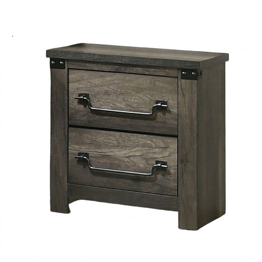 Nightstand, 2 Drawer Storage - Gray