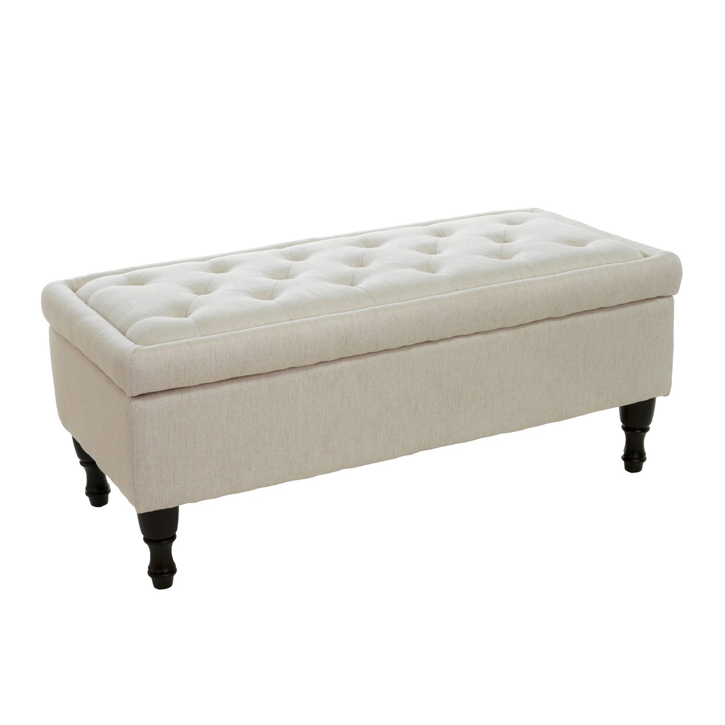 Button-Tufted Upholstered Ottoman With Hidden Storage - Linen