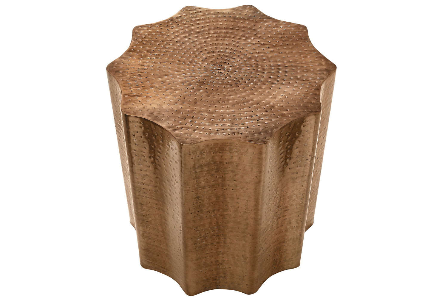 Drum Accent Side Table, Stylish Scalloped Design