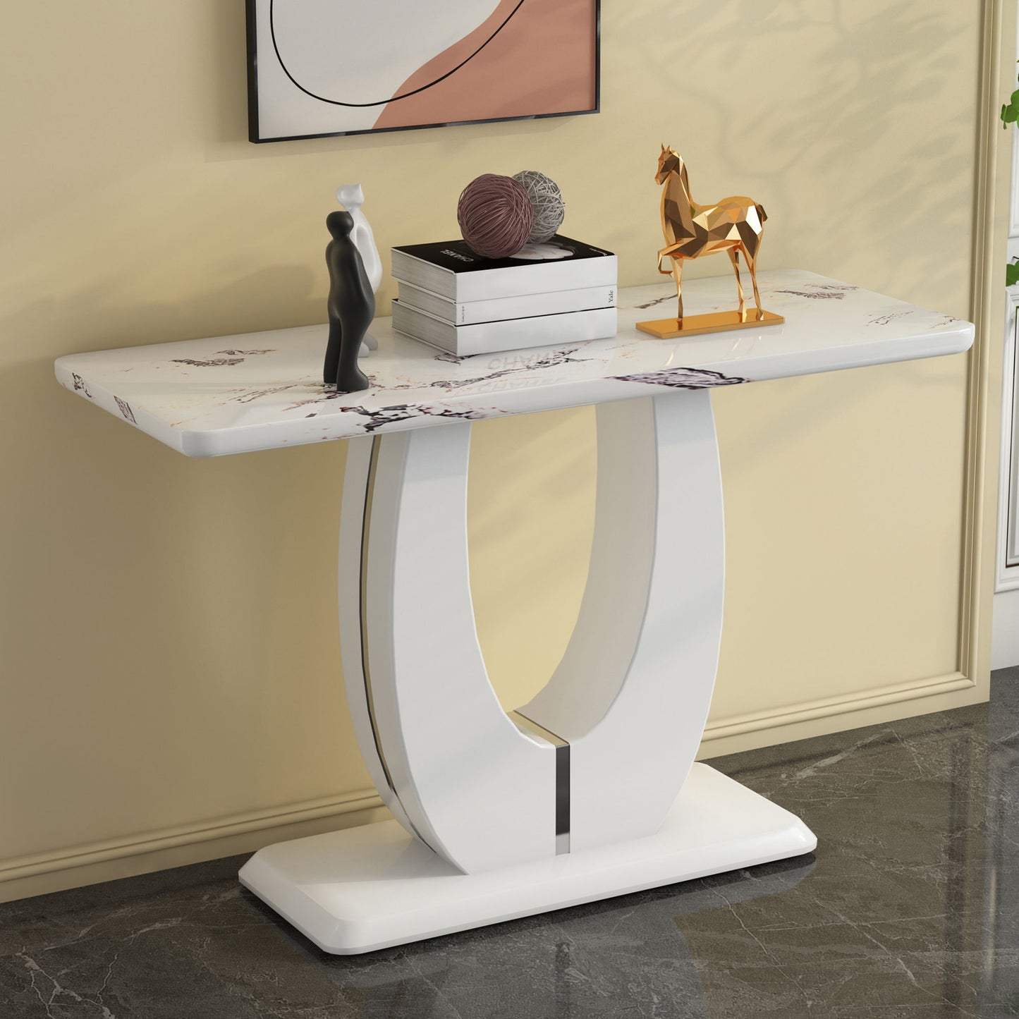 Modern Simple Glossy Rectangular Counter Bar Table - White