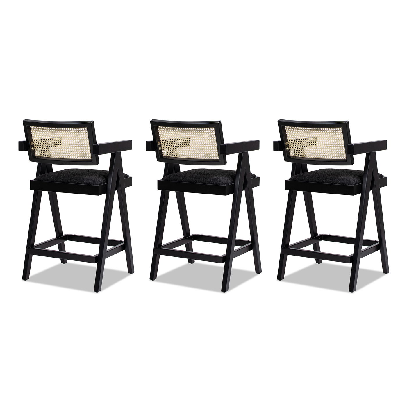 Milan - Modern Webbing Back Stool With Arms (Set of 3)