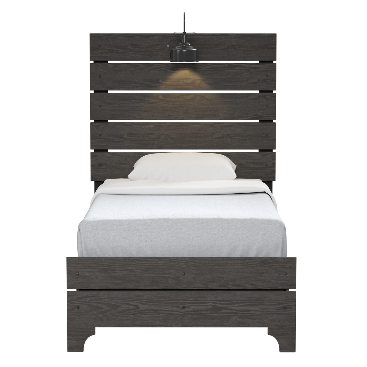 Twin Bed With Integrated Lights - Brown