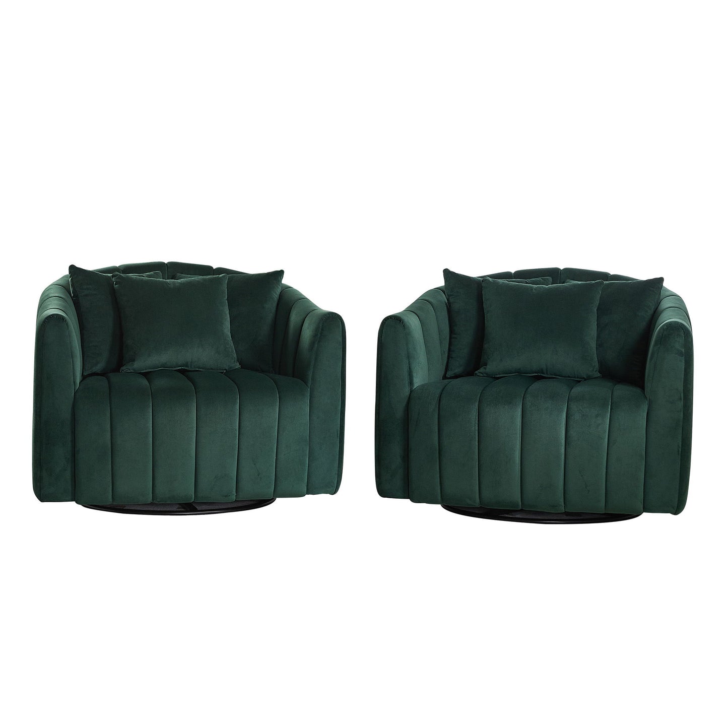 Upholstered Oversized 360° Swivel Accent Barrel Chair And Half Cozy Sofa With 3 Pillows