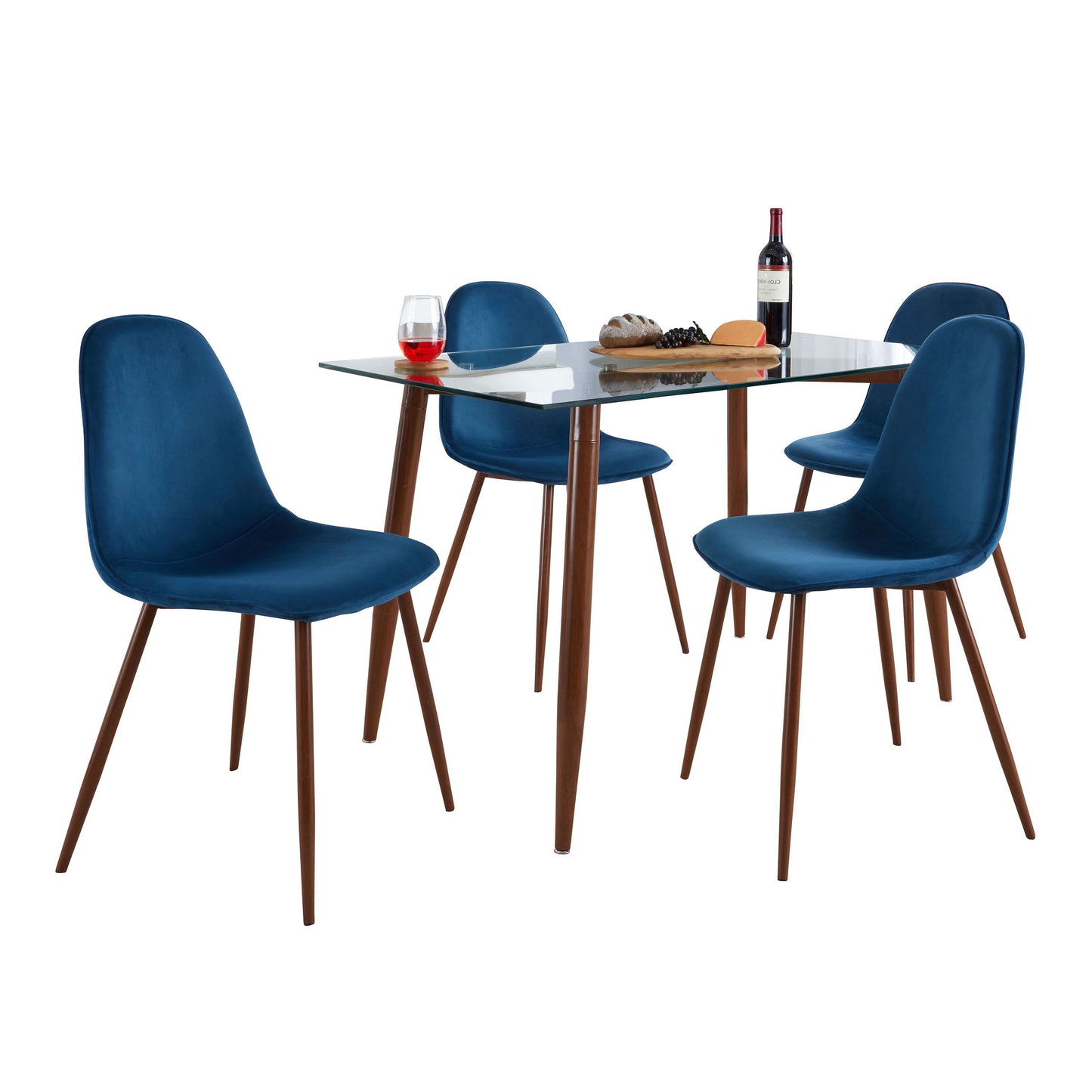 Clara Pebble - 5 Piece Mid Century Modern Elegant Dining Set