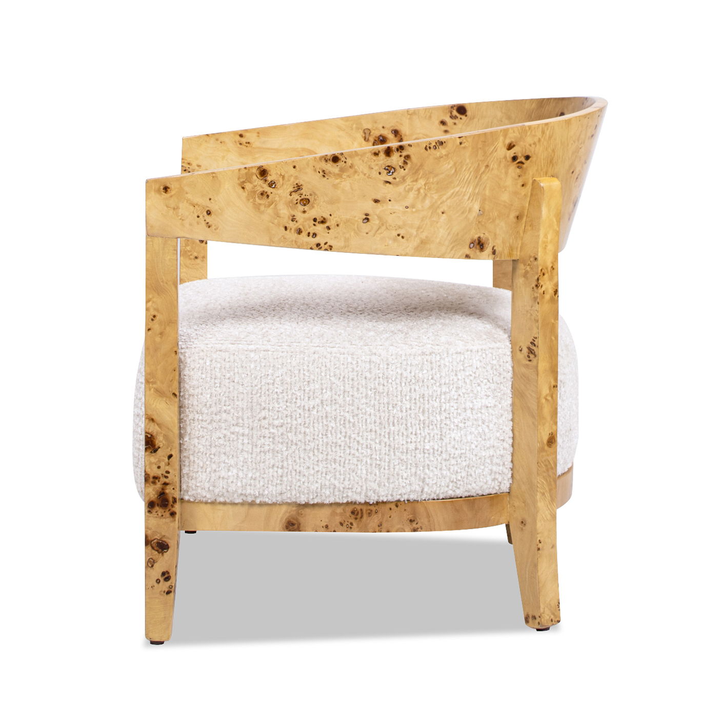 Madrid - Burl Barrel Accent Arm Chair - Seashell White