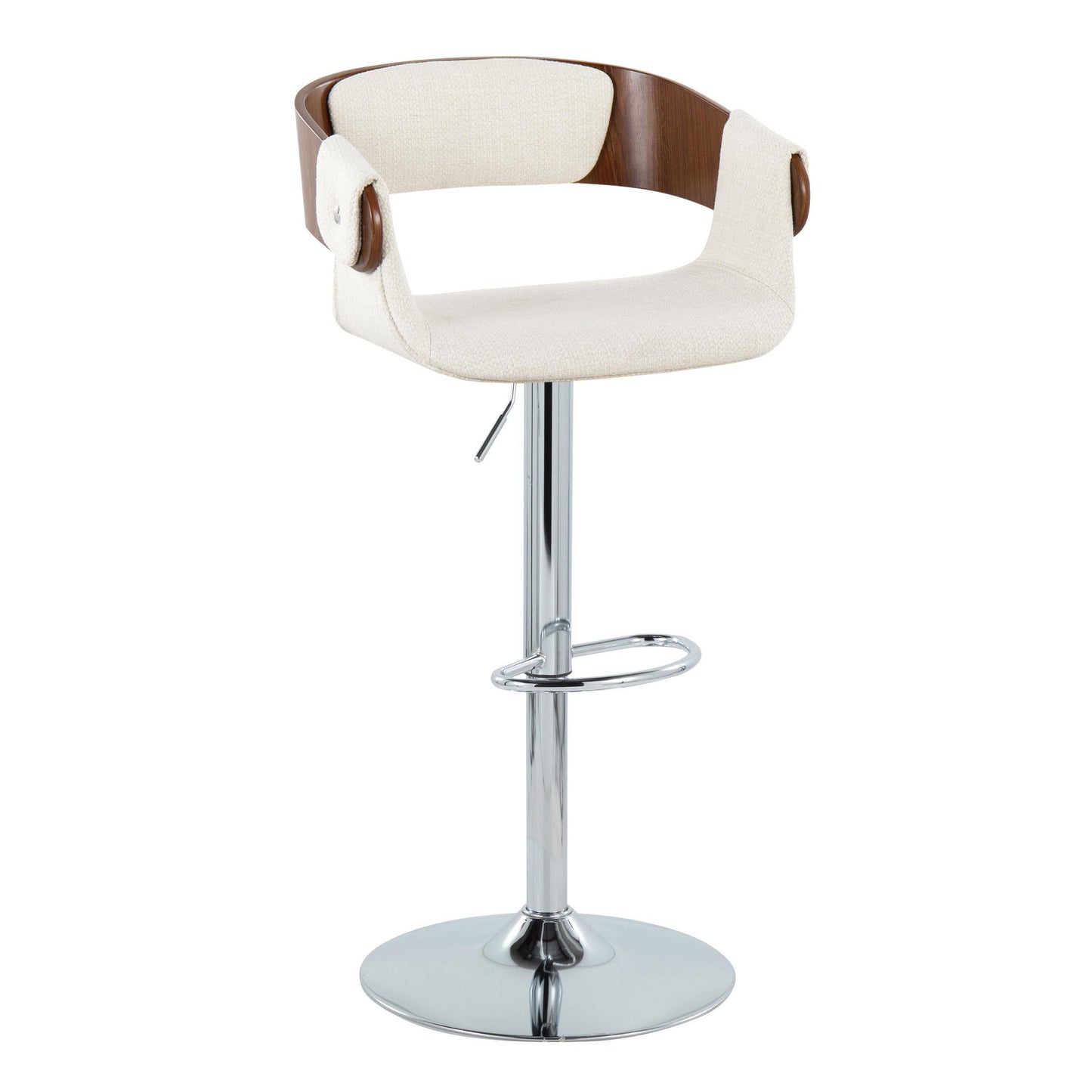 Elisa - Mid Century Modern Adjustable Barstool With Swivel With Oval Footrest (Set of 2)