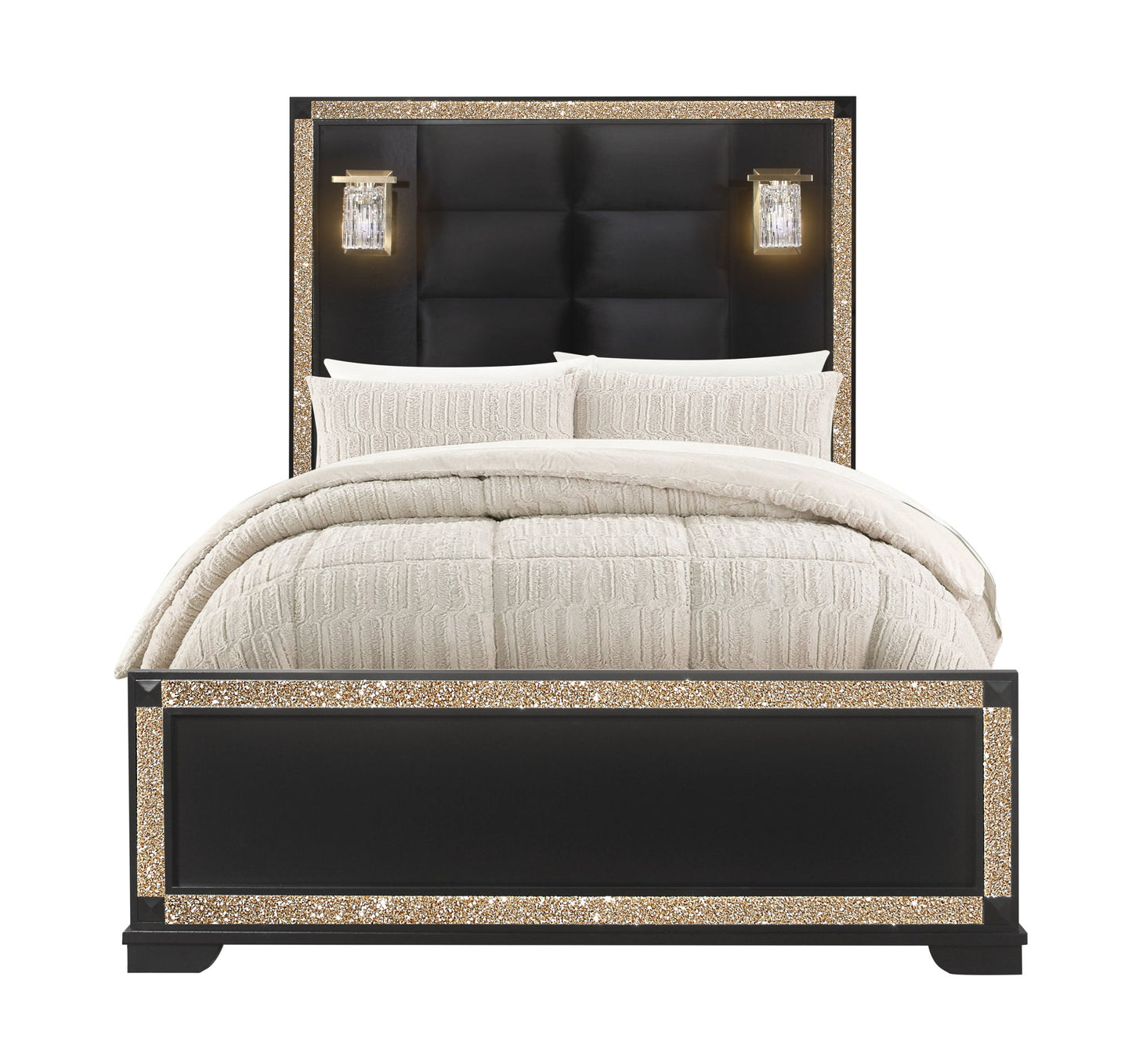 Blake - Full Bed Headboard & Footboard - Black / Gold