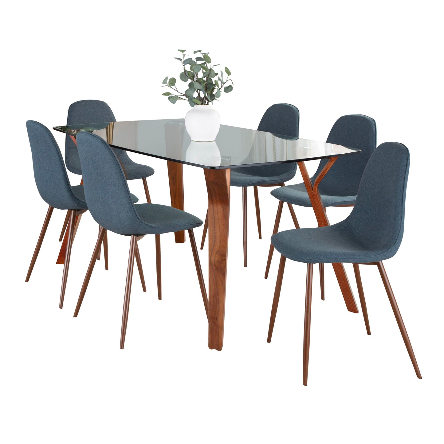 Folia Pebble - 7 Piece Mid-Century Modern Dining Set