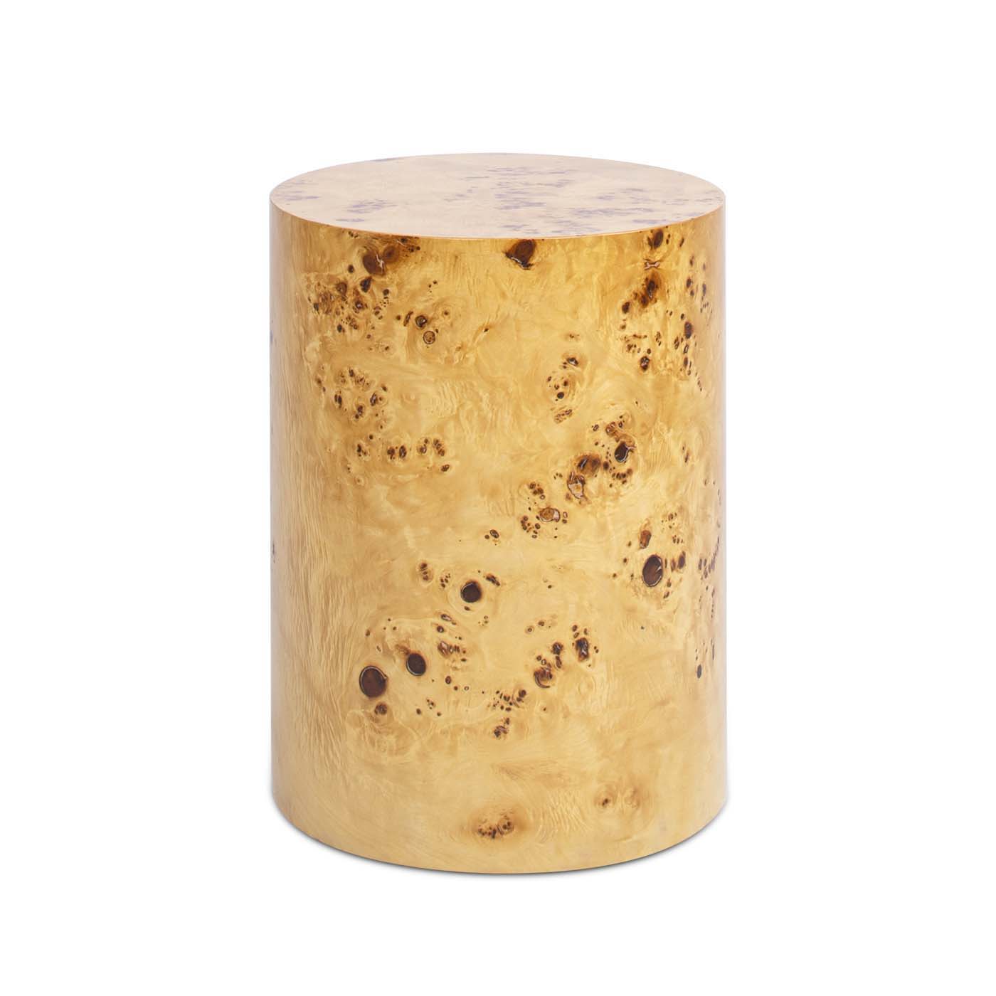 Nebula - Accent Oval Pillar Side Table - Warm Natural Brown Burl