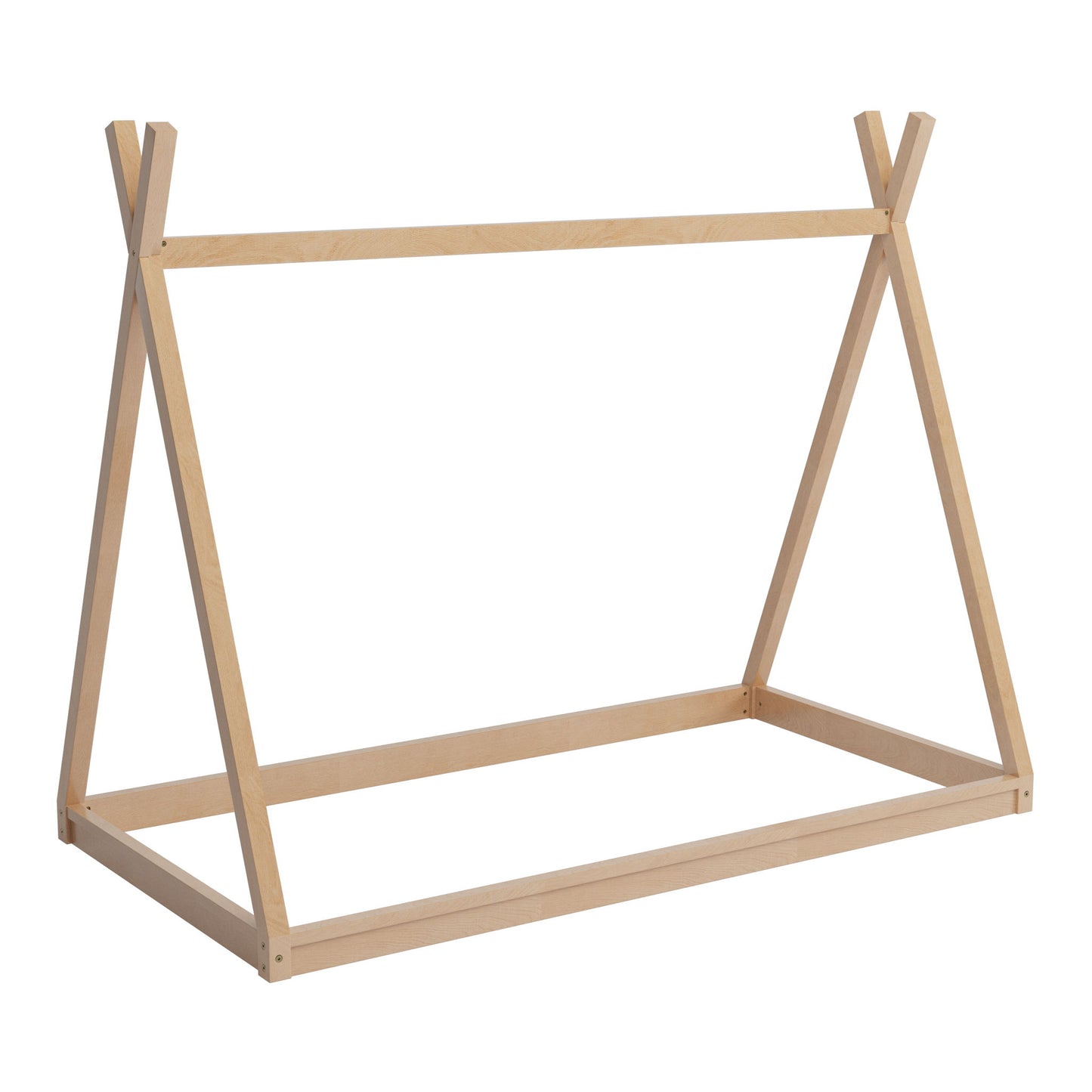 Wood Tent Bed For Kids, Montessori Style Low - Floor Bed, House-Shape Tent Bed Frame