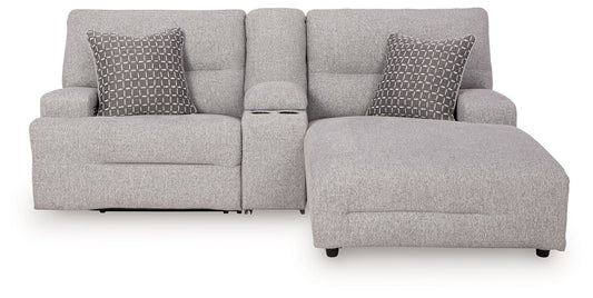 Acklen Place - 4 Pc. - 3-Piece Power Reclining Sectional Sofa With Raf Chaise, Wide Seat Power Recliner - Pewter