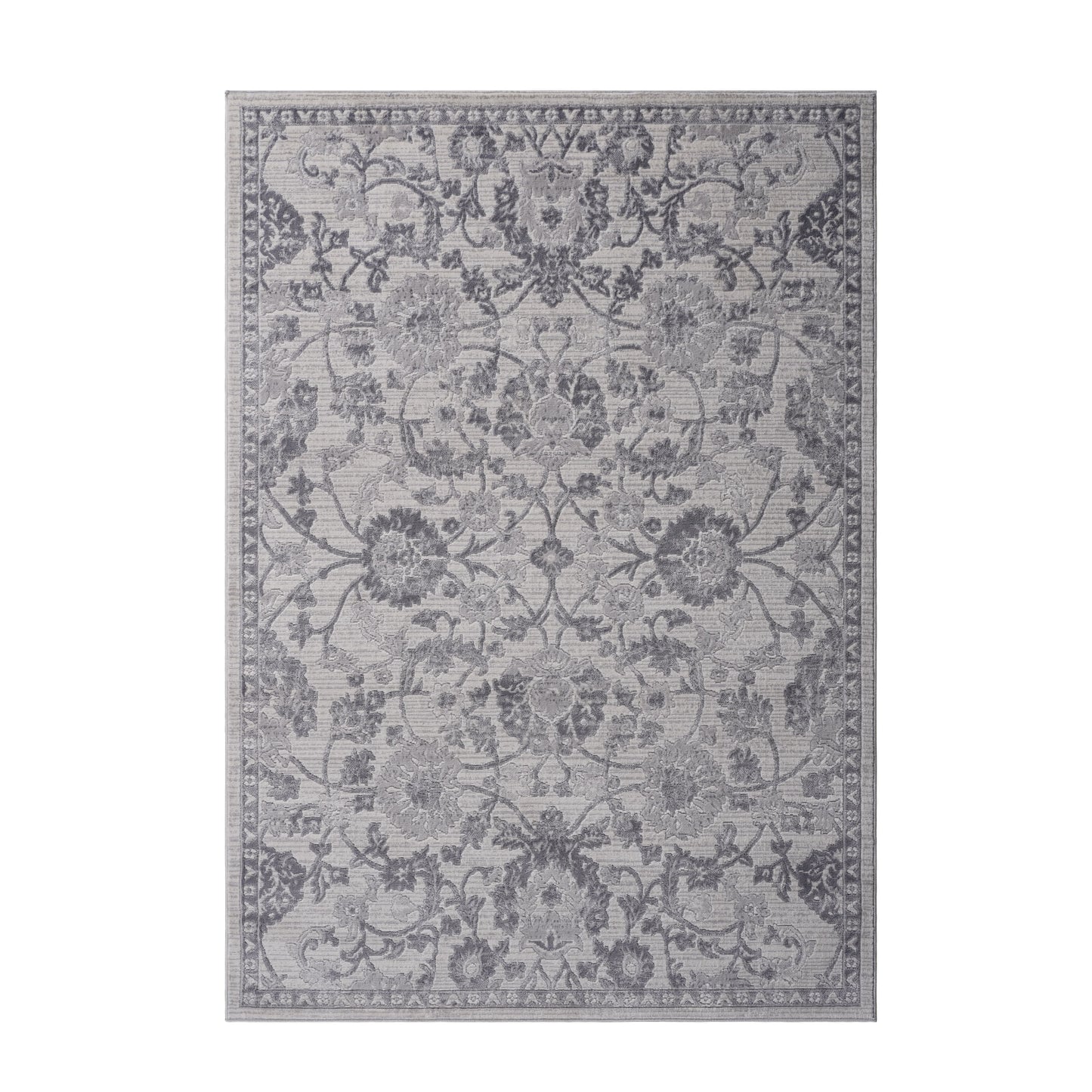 5' x 7' Oriental Non-Shedding Stylish And Stain Resistant Area Rug - Gray / Silver