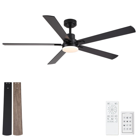 Ceiling Fan With Lights And Remot With Quiet DC Motor, 6 Speeds, Reversible Blades - Black