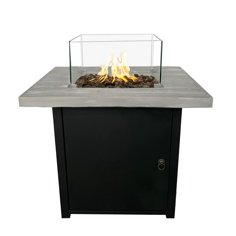 Reinforced - Propane Fire Pit Table - Black / Gray