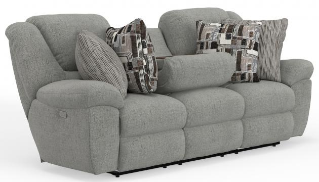 Catnapper Trifecta Power Sofa w/3 Recliners & Drop Down Table in Nature