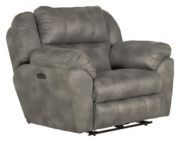 Catnapper Ferrington Power Headrest Power Lay Flat Recliner in Steel