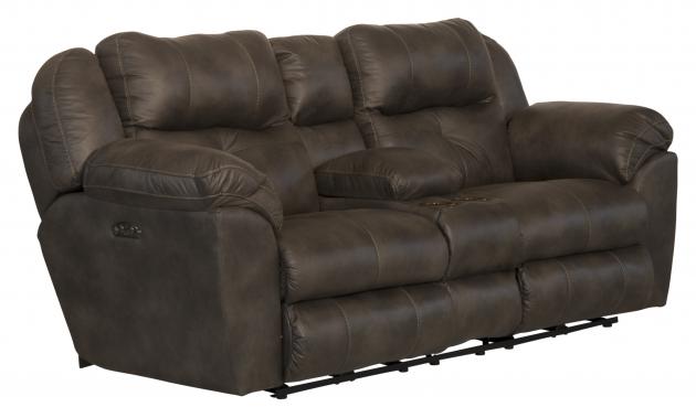Catnapper Ferrington Power Headrest Power Lay Flat Reclining Console Loveseat w/Storage & Cupholders in Dusk