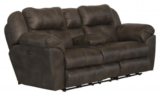 Catnapper Ferrington Power Headrest Power Lay Flat Reclining Console Loveseat w/Storage & Cupholders in Dusk