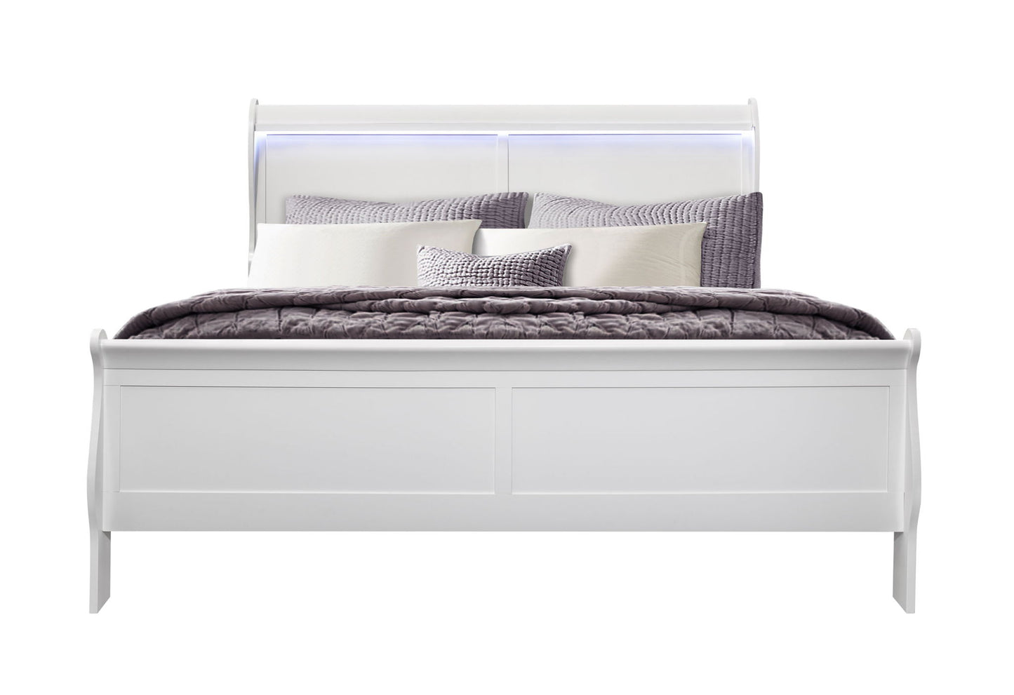 Charlie - King Bed With LED Headboard & Footboard - White