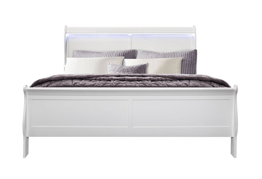 Charlie - King Bed With LED Headboard & Footboard - White