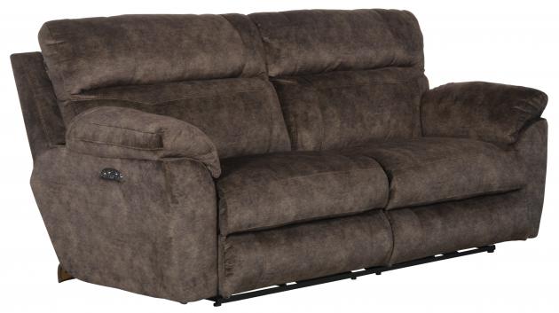 Catnapper Sedona Power Headrest Power Lay Flat Reclining Sofa in Mocha