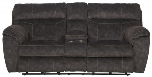 Catnapper Sedona Power Headrest Power Lay Flat Reclining Console Loveseat w/Storage & Cupholders in Smoke