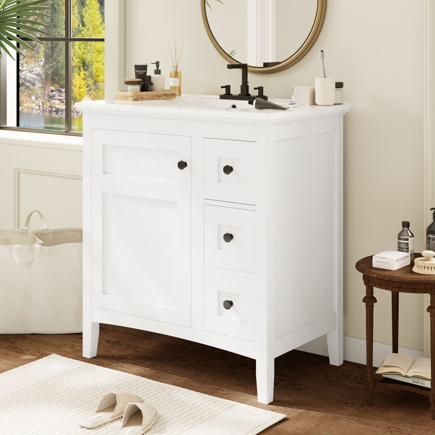 Modern Bathroom Vanity With Sink, 3 Drawer Storage Cabinet