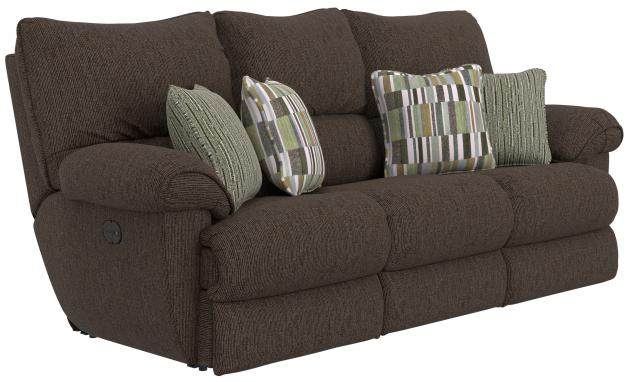 Catnapper Lenny Power Lay Flat Reclining Sofa in Chocolate