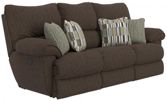 Catnapper Lenny Power Lay Flat Reclining Sofa in Chocolate