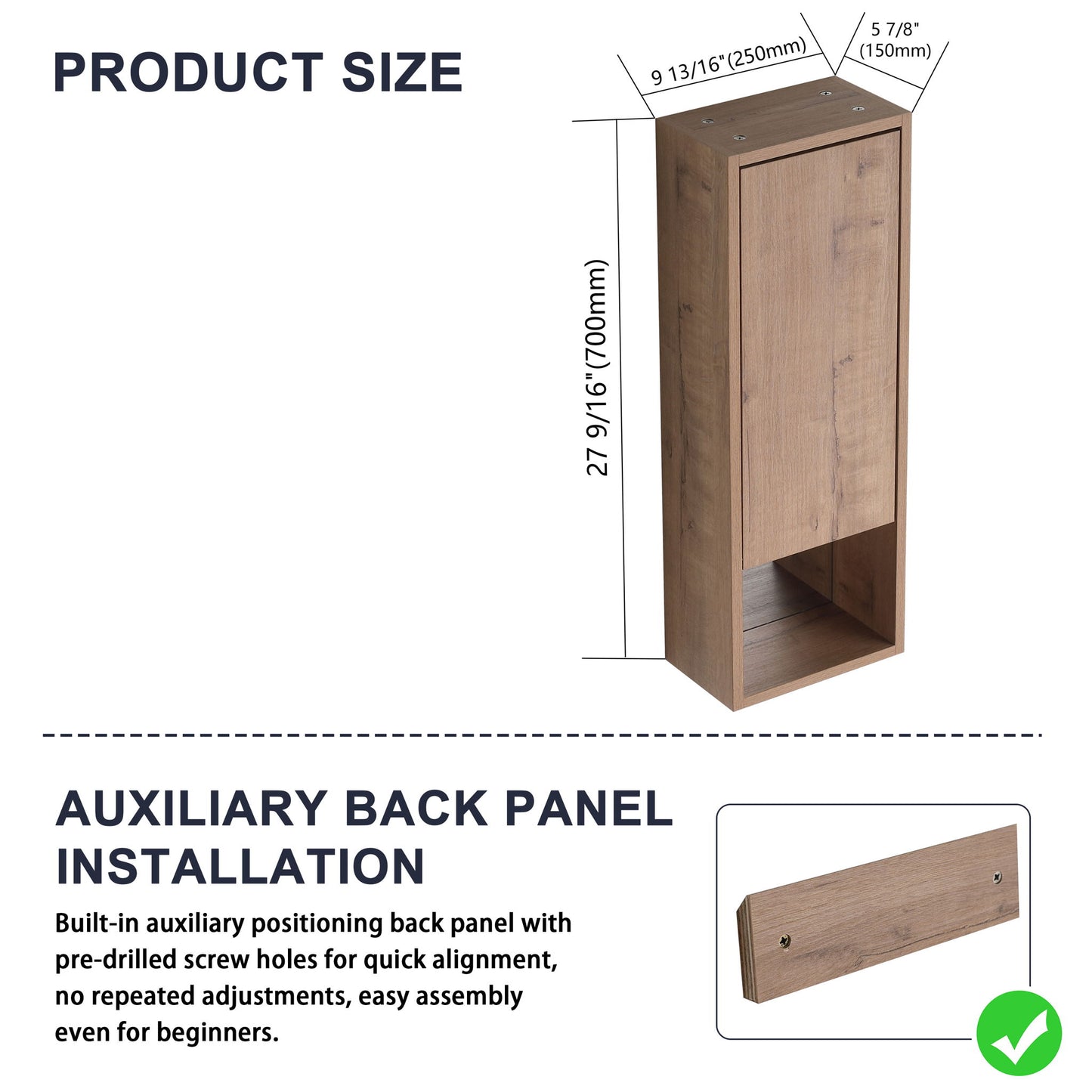 10" Wall Mounted Storage Cabinet, Bathroom Cabinet With Soft Close Door - Imitative Oak
