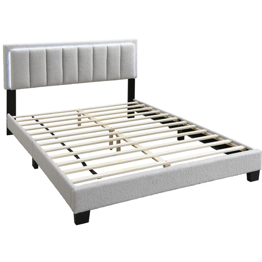 Bed With Channel Tufting And Built In LED Headboard