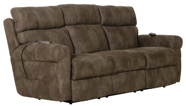 Catnapper Tranquility  Power Headrest Power Lay Flat Reclining Sofa w/Drop Down Table & CR3 Heat/Massage/Lumbar in Pewter