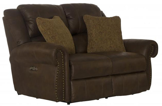 Catnapper Pickett Power Headrest Power Reclining Loveseat in Walnut