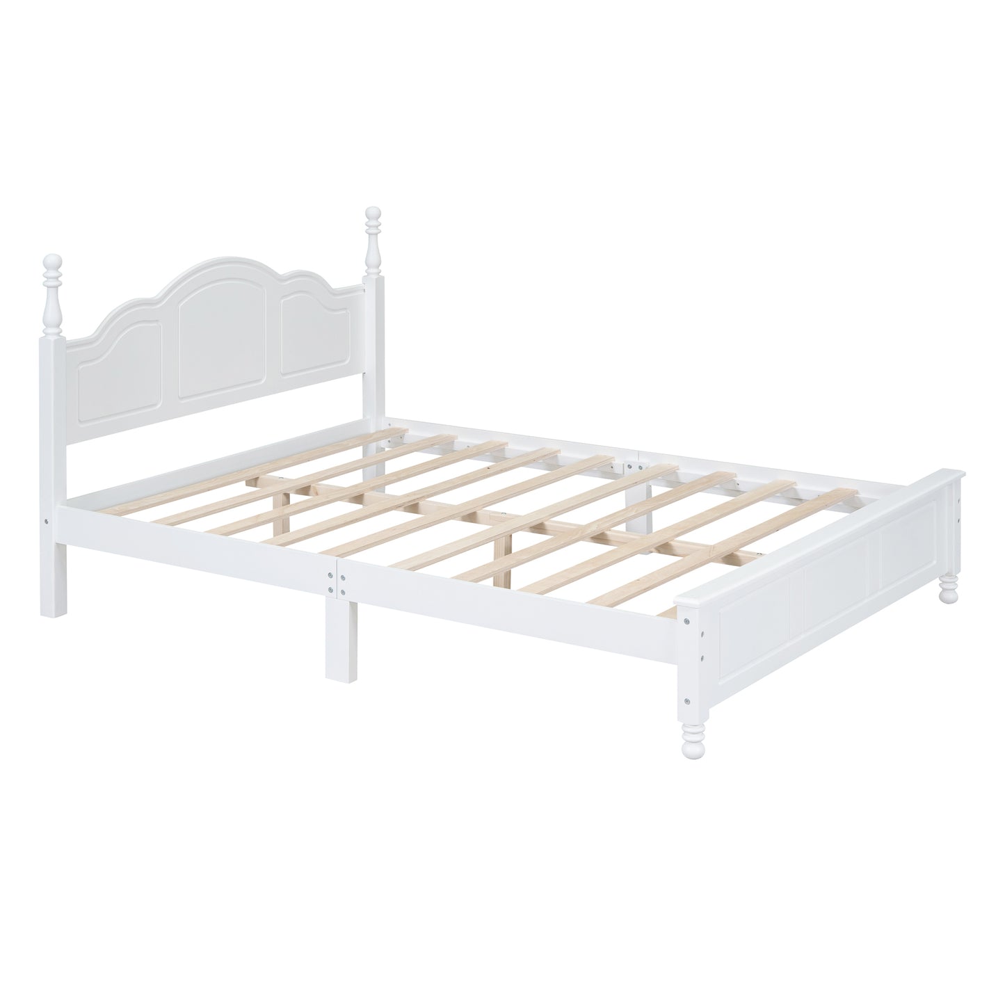 3-Pieces Bedroom Sets,Queen Size Wood Platform Bed  and Two Nightstands-White