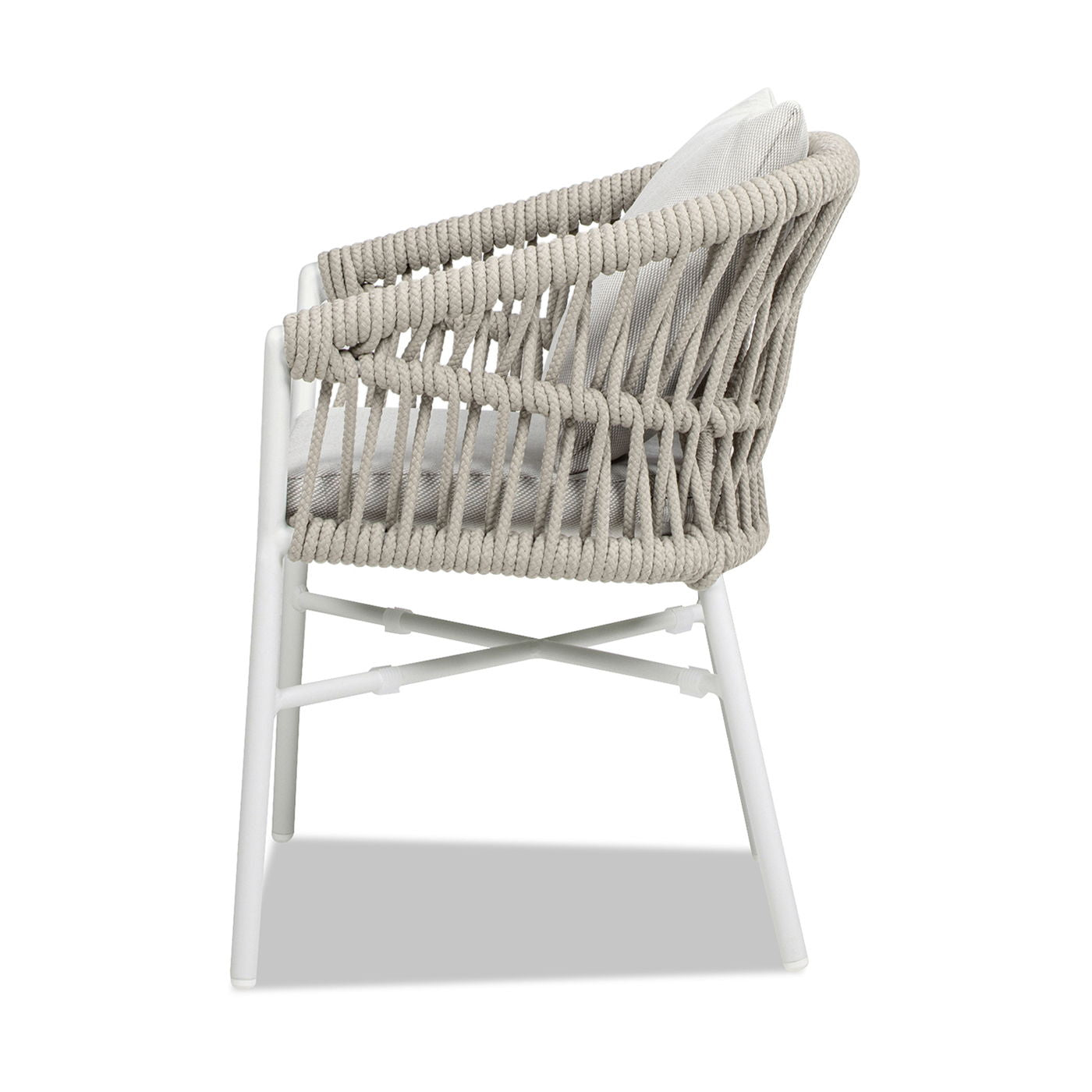 Maiden - Barrel Back Aluminum & Rope Outdoor Patio Dining Chair, Sunproof Olefin (Set of 2)