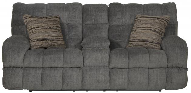 Catnapper Ashland Power Lay Flat Reclining Console Loveseat in Granite